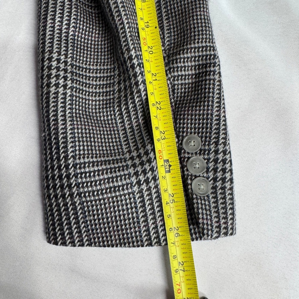 Burberrys Blazer Men 44L Grey Glen Plaid Sport Coat Vintage Dark Academia Luxury - Picture 11 of 16
